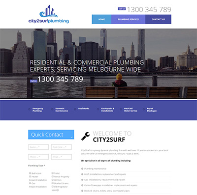 City2Surf Plumbing website screenshot