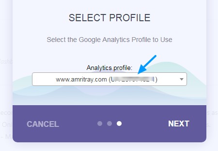 select Google Analytics account Monsterinsights plugin