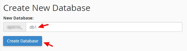 creating new database in cPanel