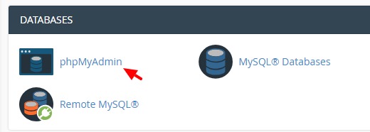 Databases section in cPanel