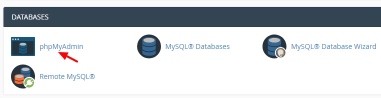 Databases section in cPanel